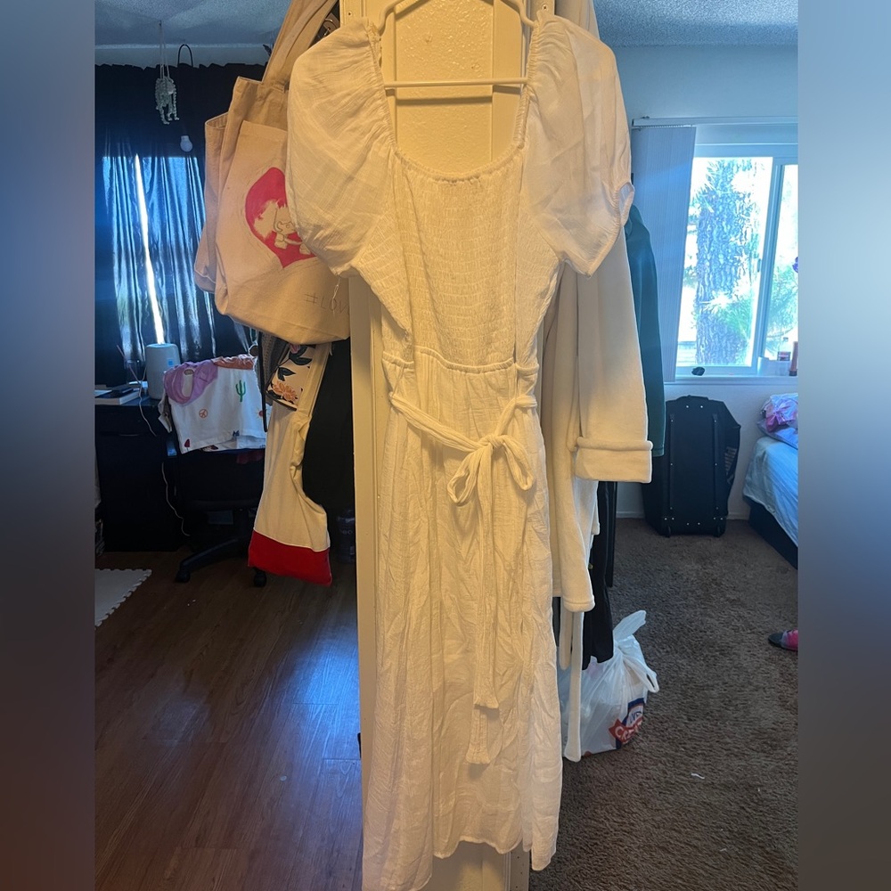 White Indigo Rose dress XL